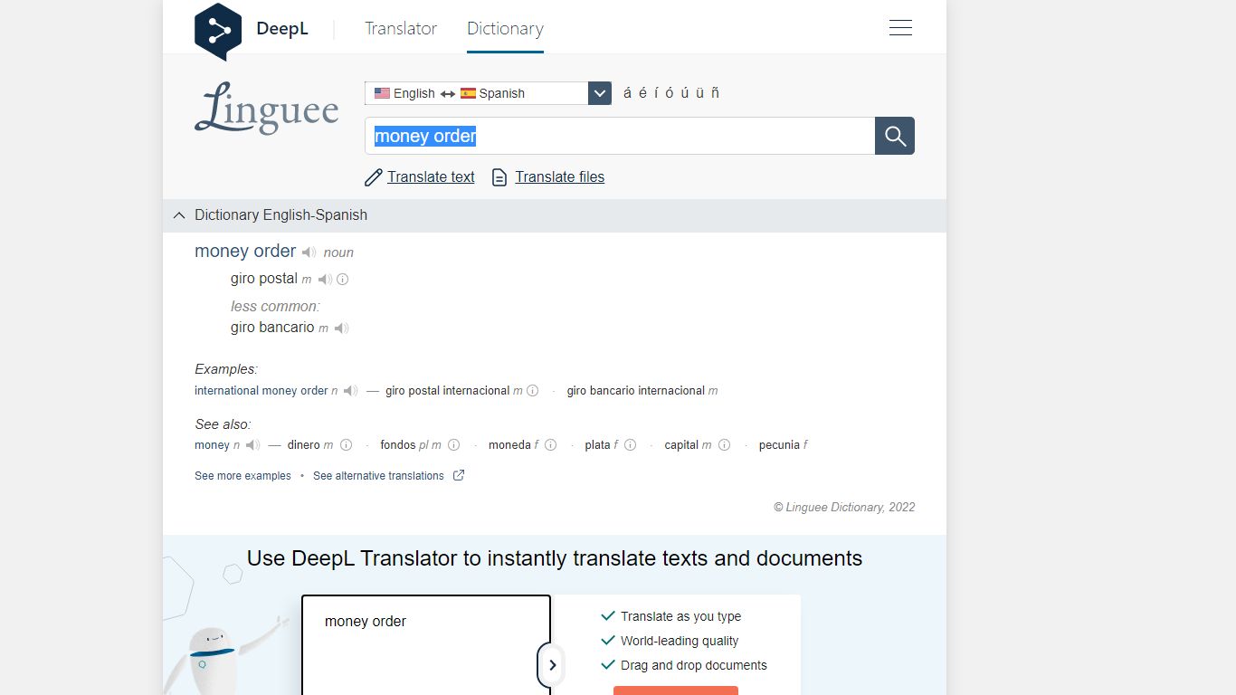 money order - Spanish translation – Linguee