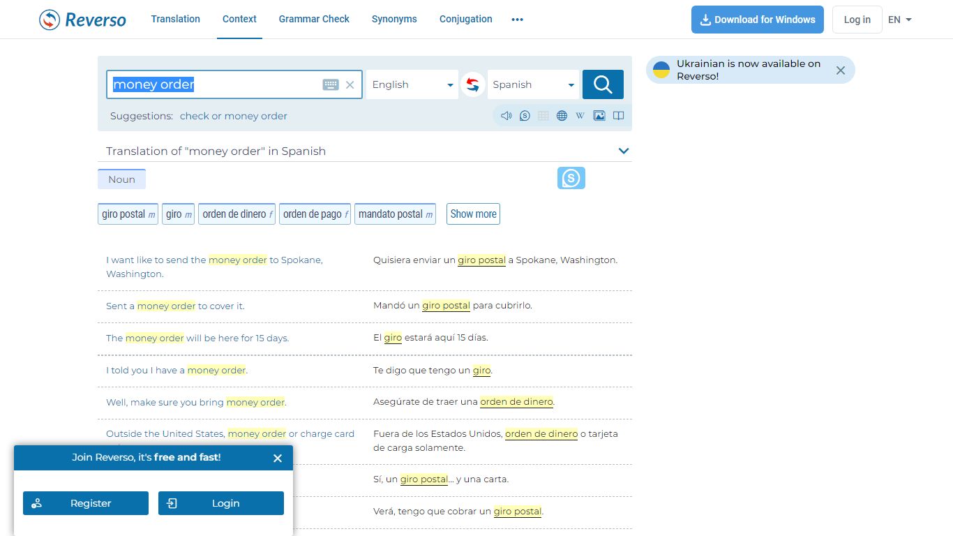 money order - Translation into Spanish - examples English | Reverso Context